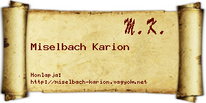 Miselbach Karion névjegykártya
